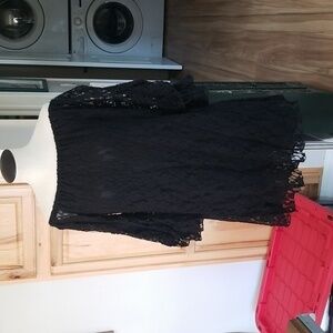 Boho Hippie Pyramid Collection Off Shoulder Lace Dress Size Med in Black